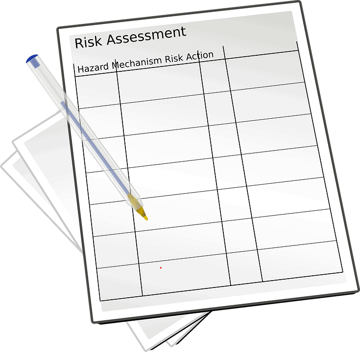 A risk assessment form with a pen like that used at Kempner