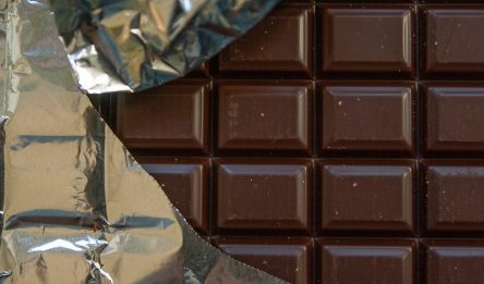 Chocolate in packaging from shrink wrap machine.