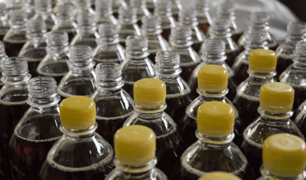 Plastic bottles on the production line.
