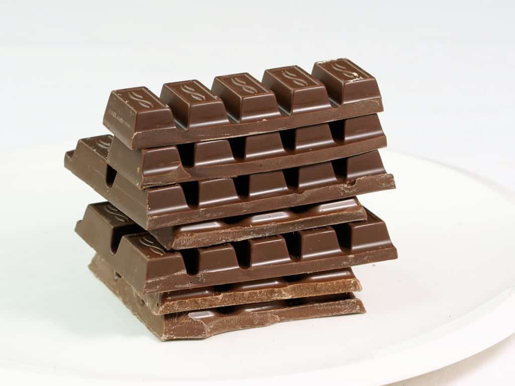 A stack of chocolate bars.