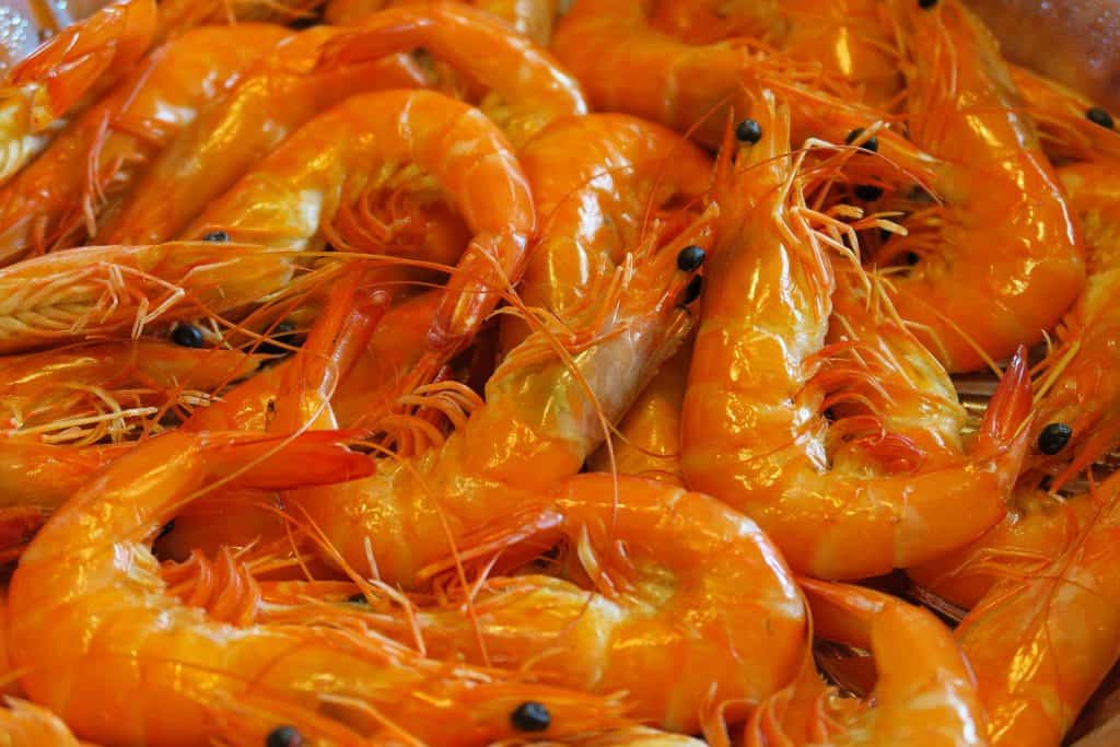A plate of shrimp.