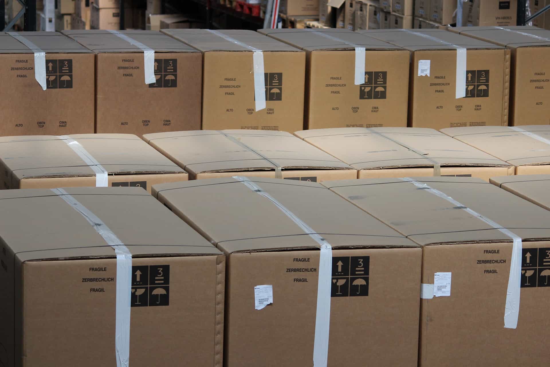 Rows of packed boxes