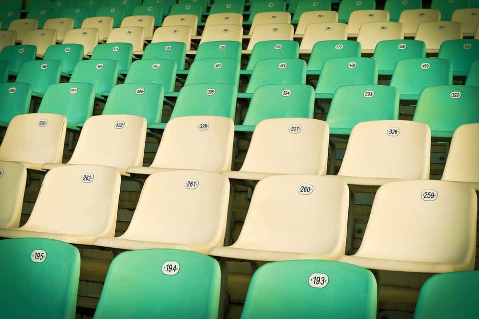 Plastic chairs in a stadium made of polypropylene