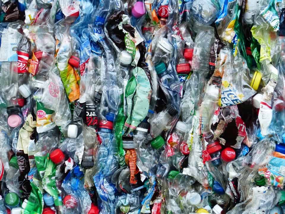HDPE bottles ready for recycling