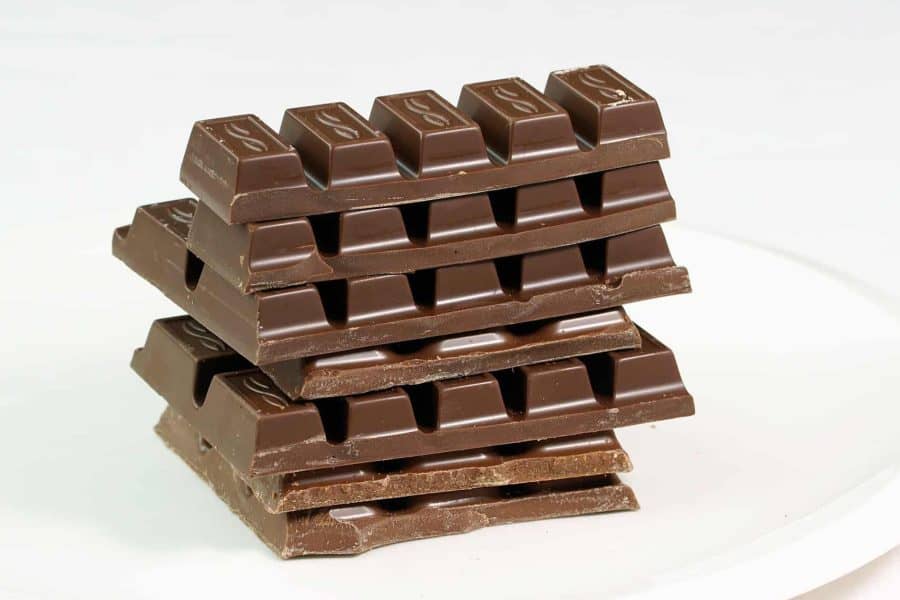A stack of chocolate bars.